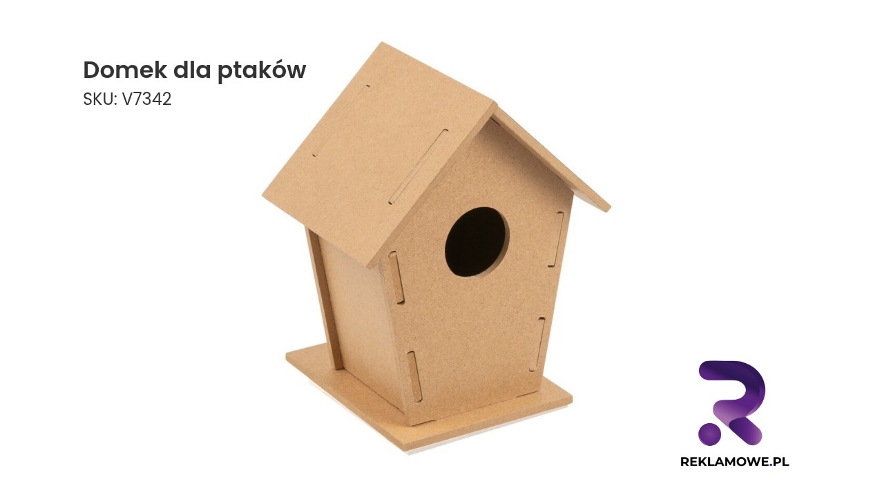 Drewniany domek dla ptaków wiszący na drzewie