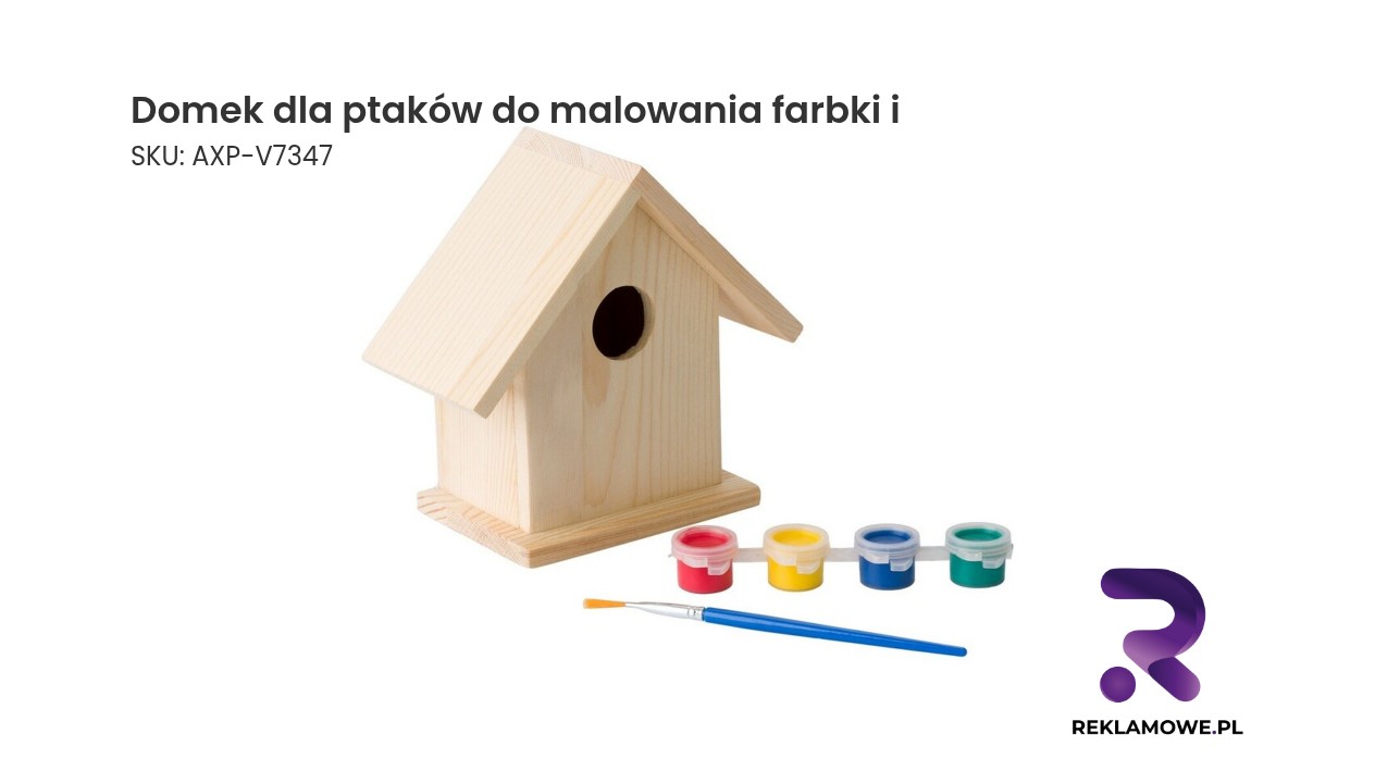 Domek dla ptaków do malowania, farbki i pędzelek Domek dla ptaków do malowania z zestawem farbek