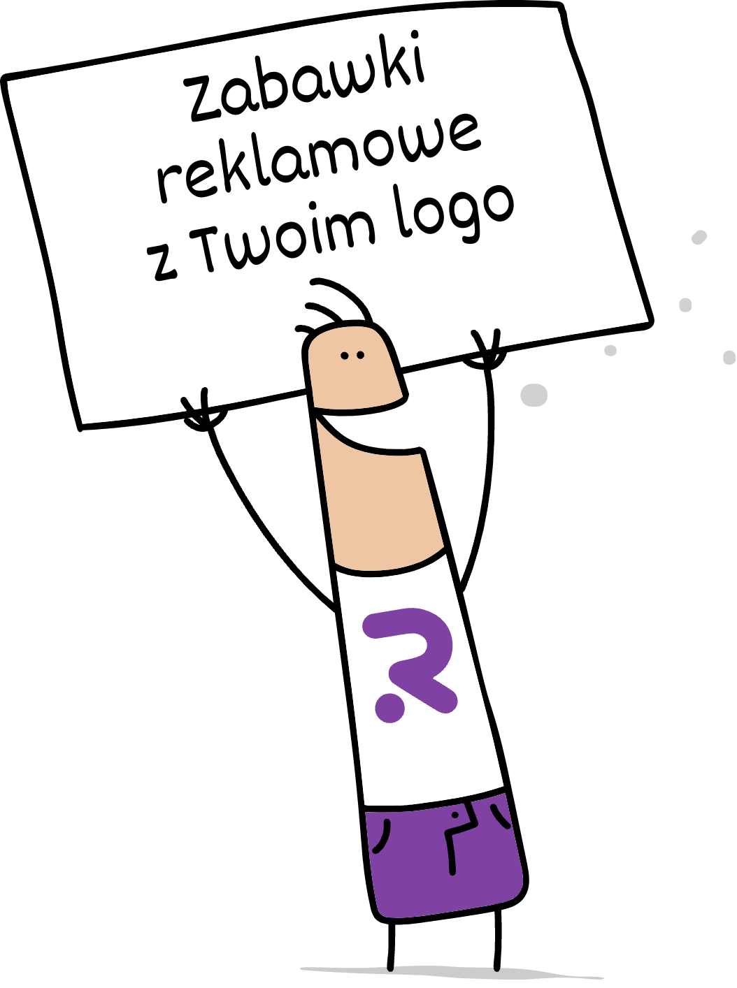 Buddy trzymający napis zabawki reklamowe z Twoim logo