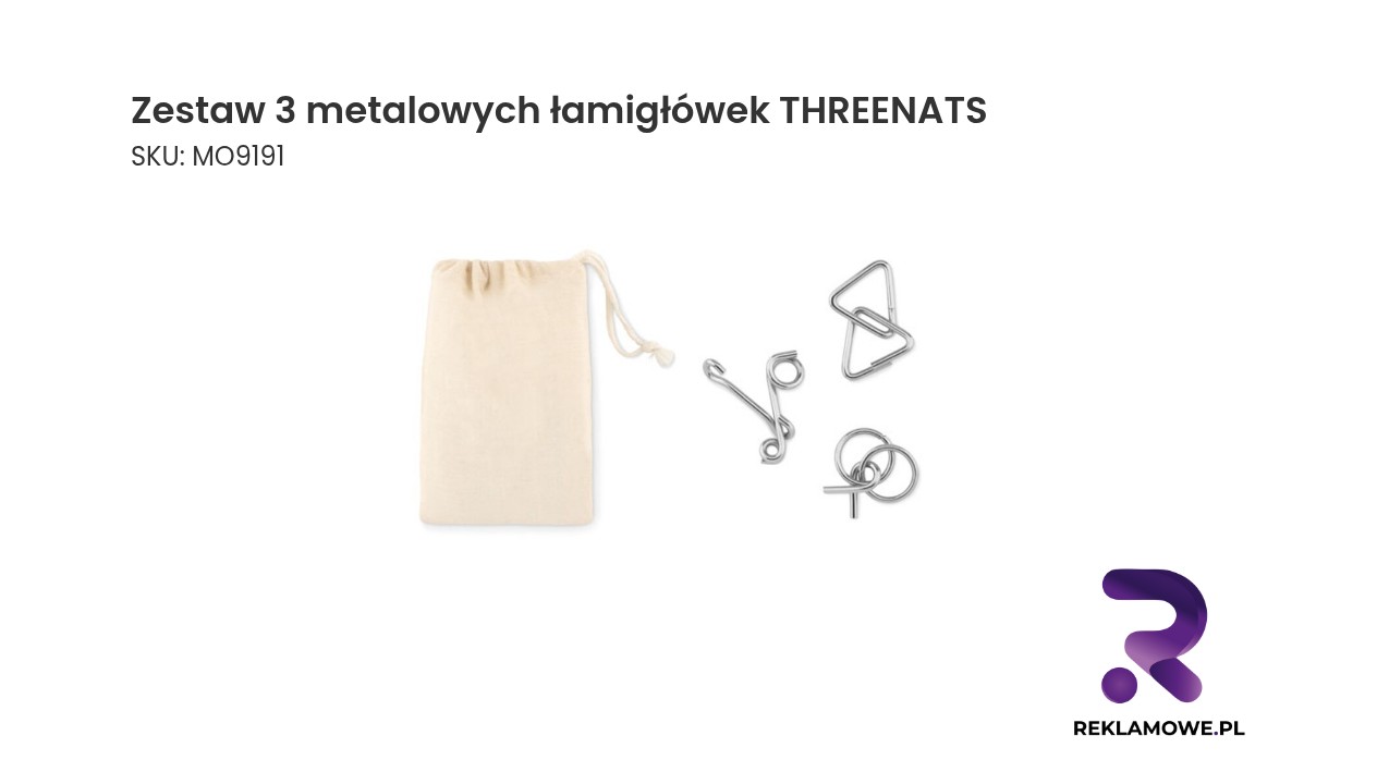 Zestaw 3 metalowych łamigłówek THREENATS Zestaw trzech metalowych łamigłówek marki THREENATS