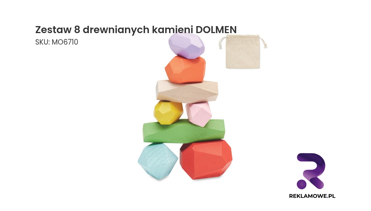 Zestaw 8 drewnianych kamieni DOLMEN Zestaw 8 drewnianych kamieni DOLMEN – naturalne drewniane kamienie do kreatywnej zabawy i układania
