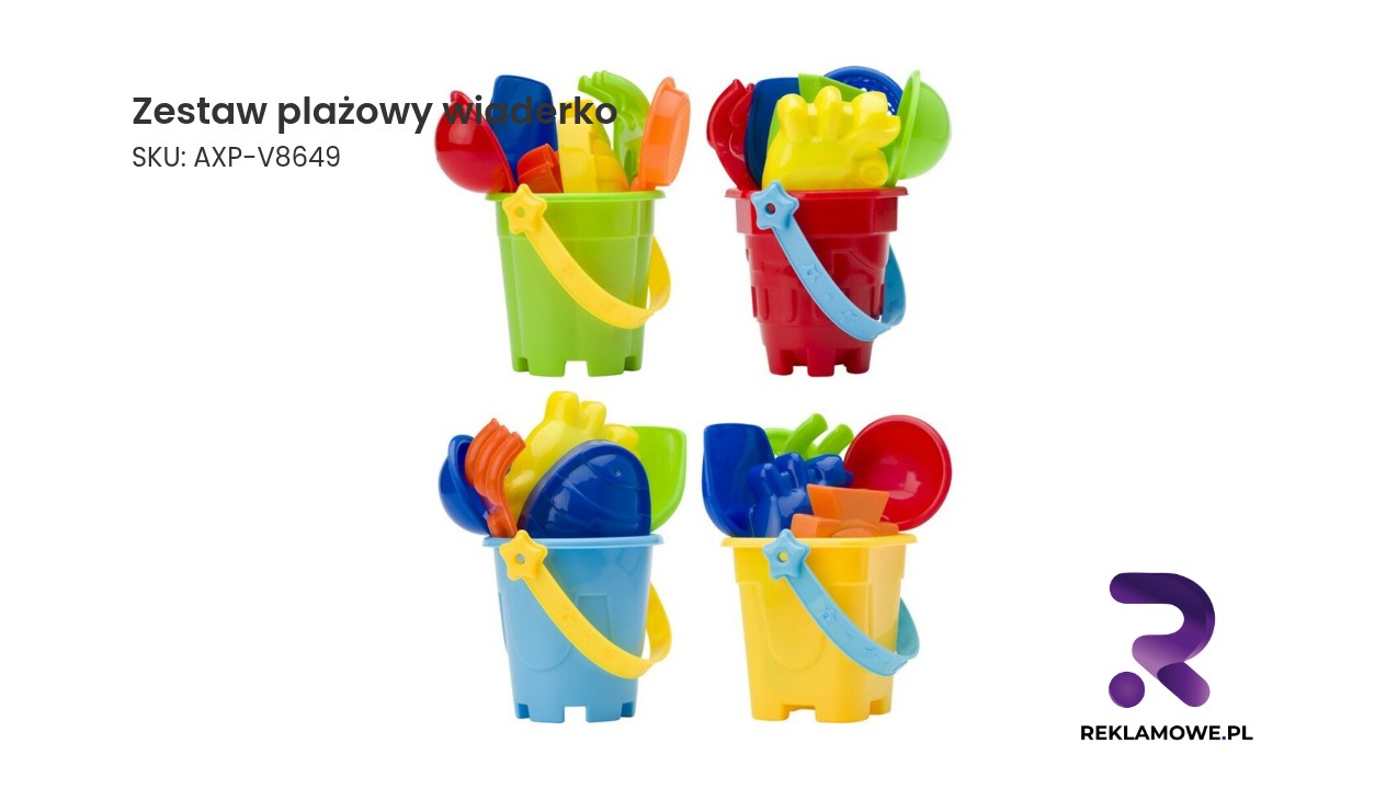 kolorowy zestaw plażowy z wiaderkiem dla dzieci